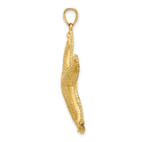 14k Yellow Gold Starfish Pendant, Textured Ocean Charm, Nautical Coastal Style for Women