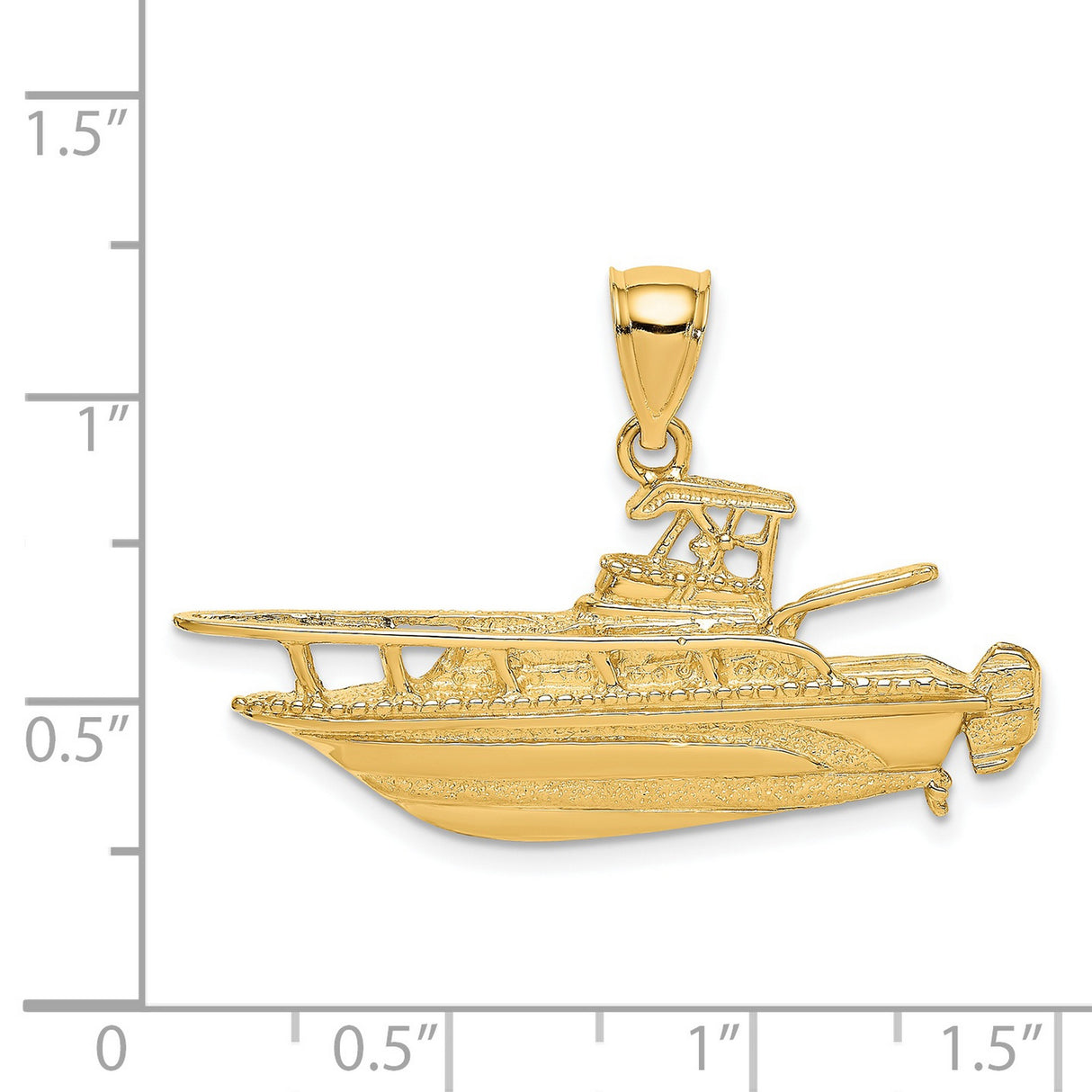 14k Yellow Gold Boat Pendant, Detailed Motor Yacht Charm, Nautical Jewelry for Men or Unisex