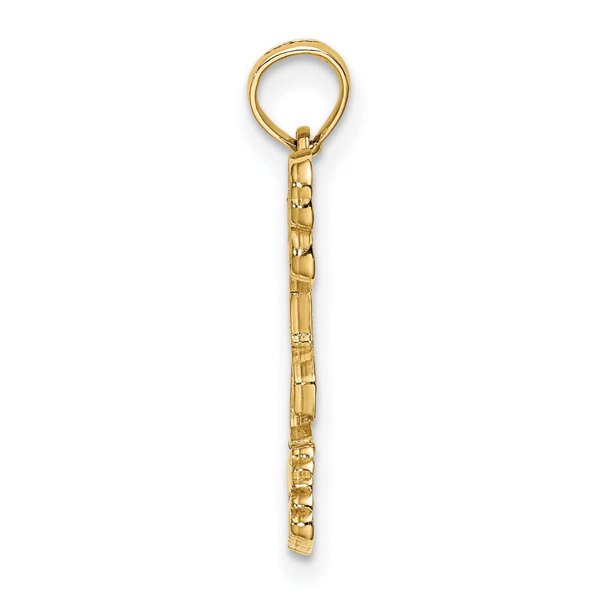 14k Yellow Gold Flamingo Pendant with Turks Caicos Text, Tropical Bird Charm