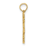 14k Yellow Gold Flamingo Pendant with Turks Caicos Text, Tropical Bird Charm