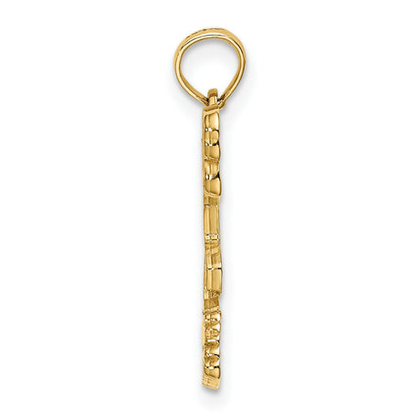 14k Yellow Gold Flamingo Pendant with Turks Caicos Text, Tropical Bird Charm