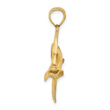 14k Yellow Gold Mahi Mahi Fish Pendant, Nautical Marine Charm for Men or Unisex Wear