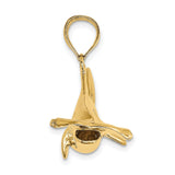 14k Yellow Gold Shark Pendant with Detailed Great White Design, Nautical Charm for Men or Unisex