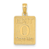 14k Yellow Gold Exit Zero Cape May Pendant, Road Sign Travel Charm Jewelry