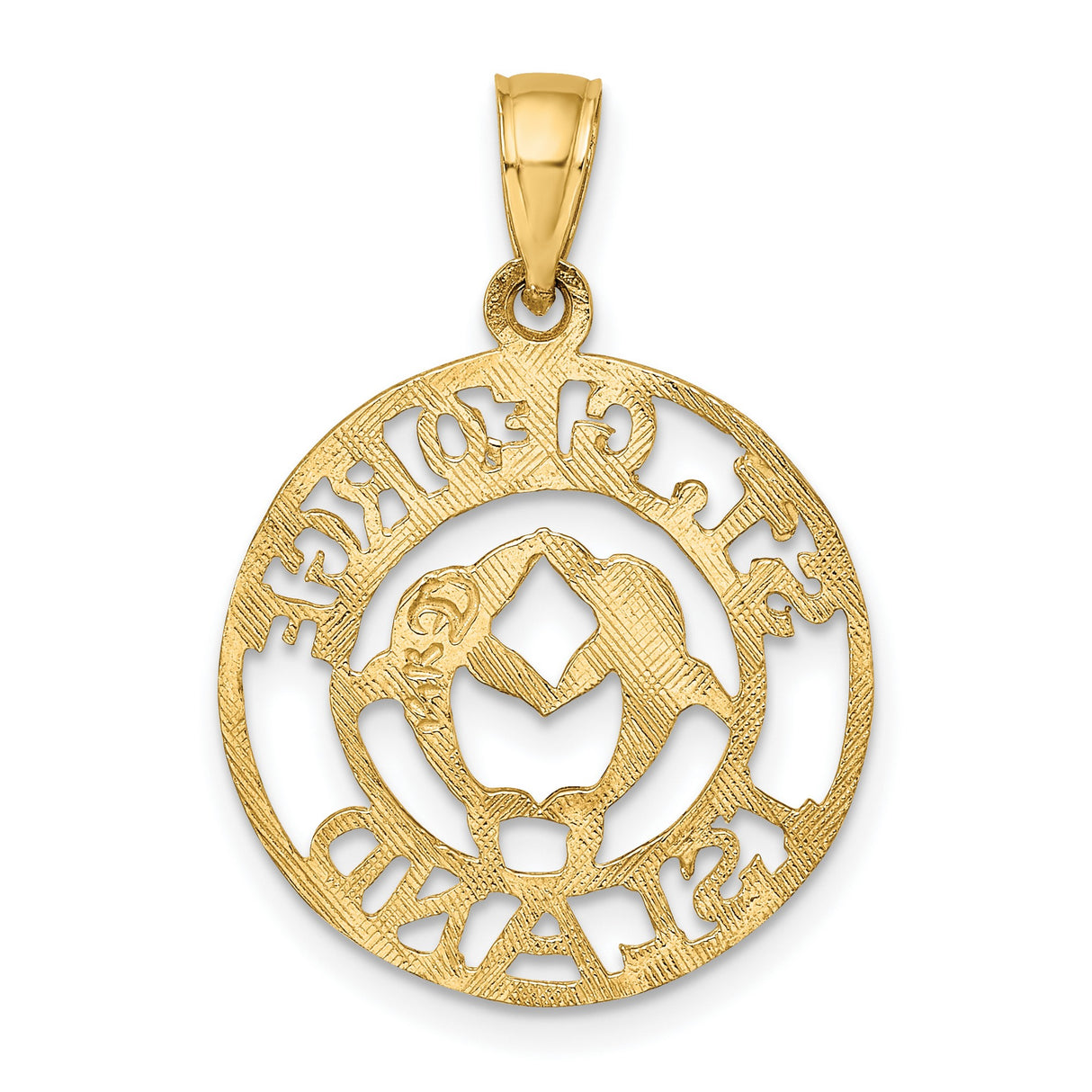 14k Yellow Gold St George Island Pendant with Heart-Shaped Dolphin Design