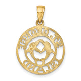14k Yellow Gold St George Island Pendant with Heart-Shaped Dolphin Design
