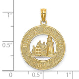 14k Yellow Gold Block Island Lighthouse Pendant, Nautical New England Charm, Rhode Island Keepsake