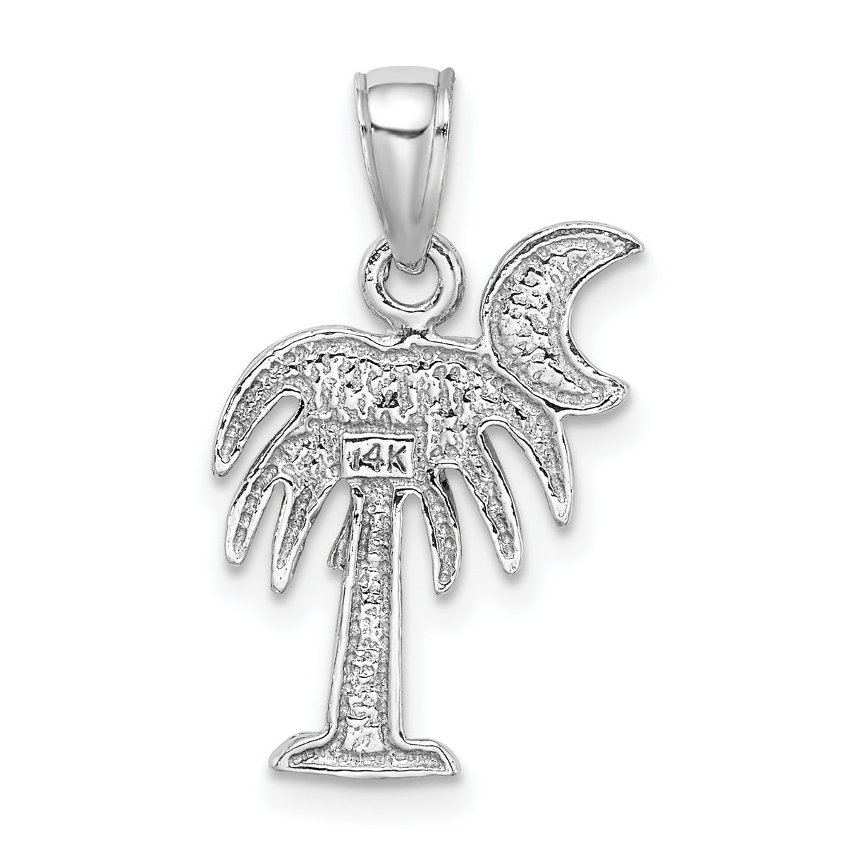 14k White Gold Palm and Crescent Moon Pendant, South Carolina State Symbol Charm