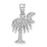 14k White Gold Palm and Crescent Moon Pendant, South Carolina State Symbol Charm