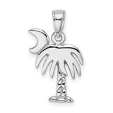 14k White Gold Palm and Crescent Moon Pendant, South Carolina State Symbol Charm