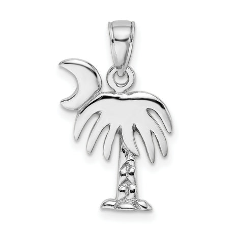 14k White Gold Palm and Crescent Moon Pendant, South Carolina State Symbol Charm