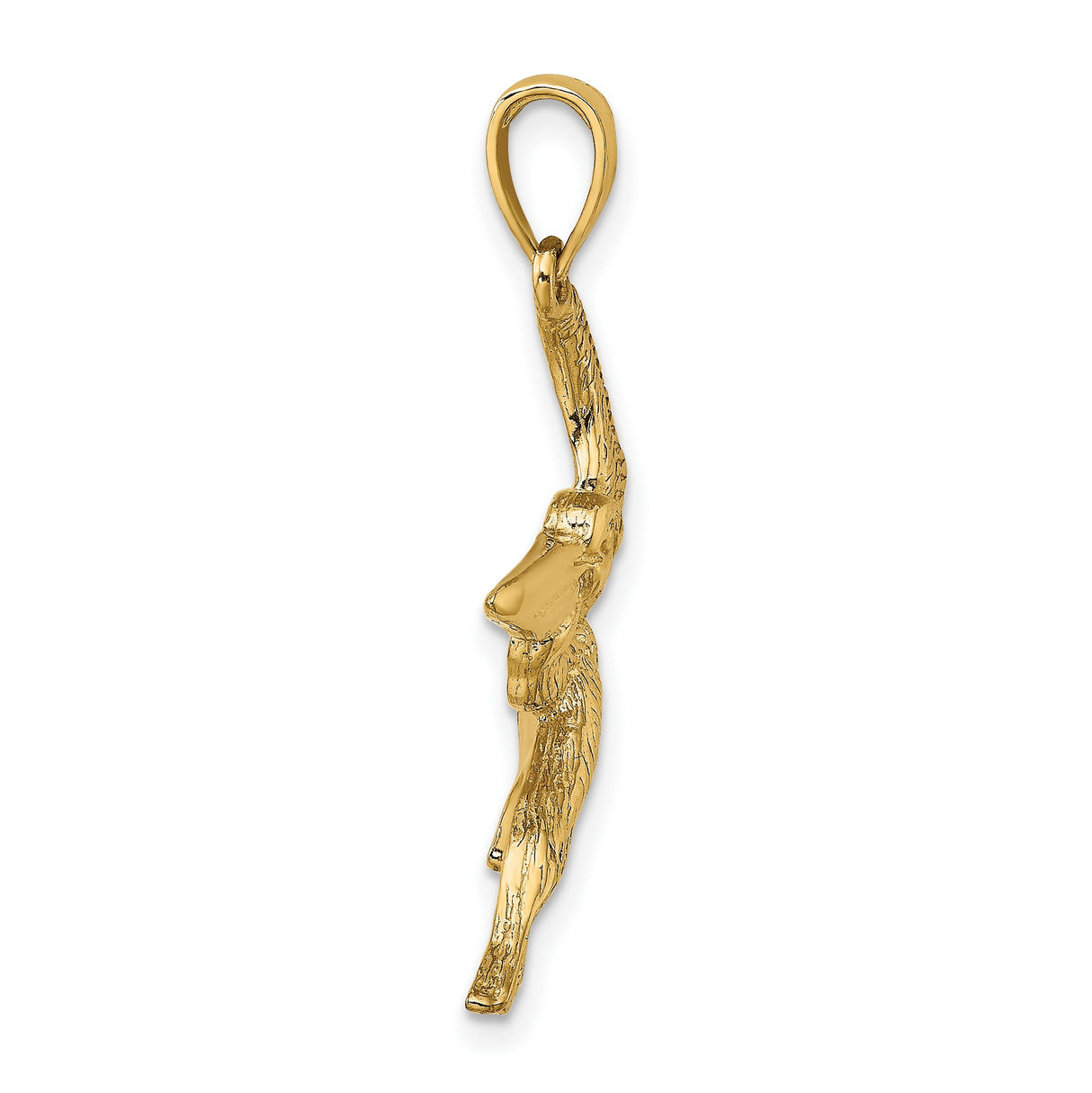 14k Yellow Gold Flying Pelican Pendant, Nautical Bird Charm with Feather and Beak Detail