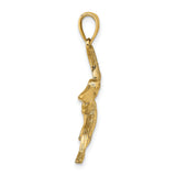14k Yellow Gold Flying Pelican Pendant, Nautical Bird Charm with Feather and Beak Detail
