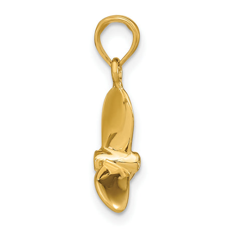 14k Yellow Gold Propeller Pendant, Nautical Three-Blade Charm for Men or Unisex Wear
