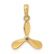 14k Yellow Gold Propeller Pendant, Nautical Three-Blade Charm for Men or Unisex Wear