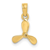 14k Yellow Gold Propeller Pendant, Nautical Three Blade Maritime Charm for Men or Unisex