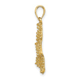 14k Yellow Gold Starfish Pendant with Textured Design, Ocean Theme Charm for Women