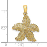 14k Yellow Gold Starfish Pendant with Textured Design, Ocean Theme Charm for Women