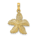 14k Yellow Gold Starfish Pendant, Textured Nautical Coastal Charm for Women