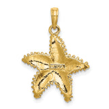 14k Yellow Gold Starfish Pendant, Realistic Textured Nautical Beach Charm for Women