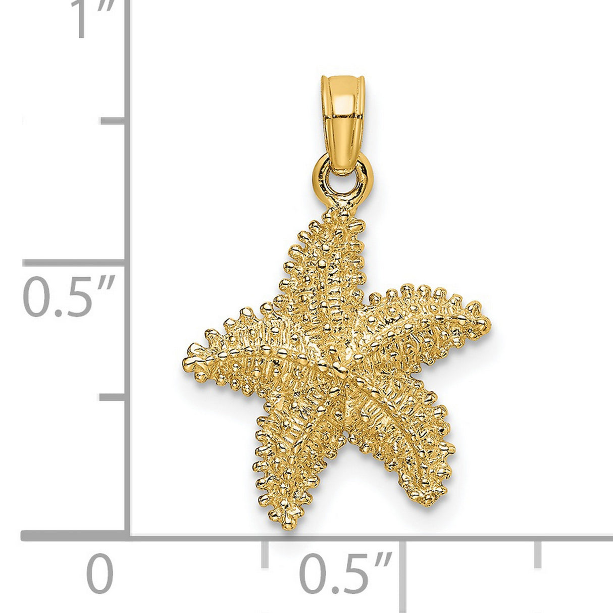 14k Yellow Gold Starfish Pendant with Textured Ocean Design, Nautical Coastal Charm for Women