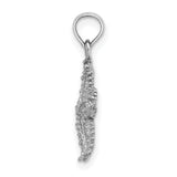 14k White Gold Starfish Pendant with Textured Detailing, Nautical Ocean Theme Jewelry