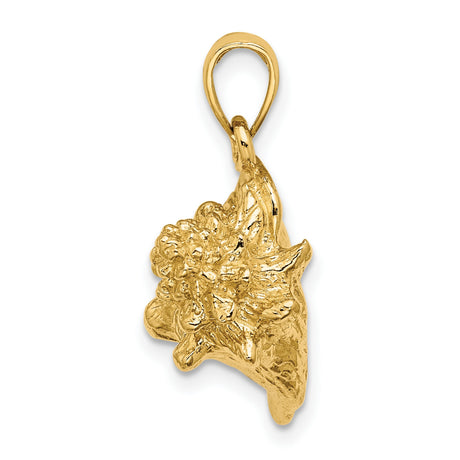 14k Yellow Gold Conch Shell Pendant, Nautical Beach Charm, Ocean-Inspired Jewelry