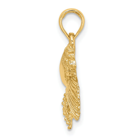 14k Yellow Gold Seashell Pendant with Starfish Design, Nautical Coastal Charm for Women