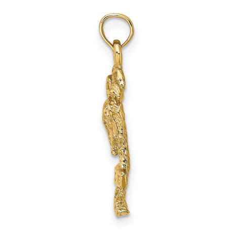 14k Yellow Gold Palm Tree Pendant with Marco Island Engraving, Tropical Beach Charm Jewelry