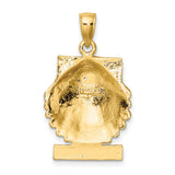 14k Yellow Gold Scallop Shell Pendant with Marco Island Engraving, Camino Journey Charm