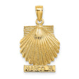 14k Yellow Gold Scallop Shell Pendant with Marco Island Engraving, Camino Journey Charm