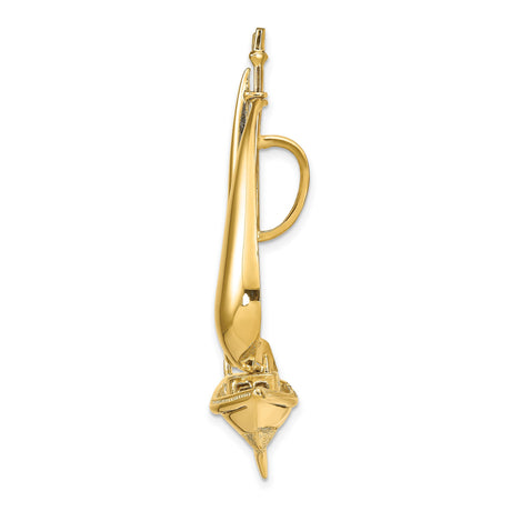 14k Yellow Gold Sailboat Pendant with Detailed Yacht Design, Nautical Charm for Men and Women