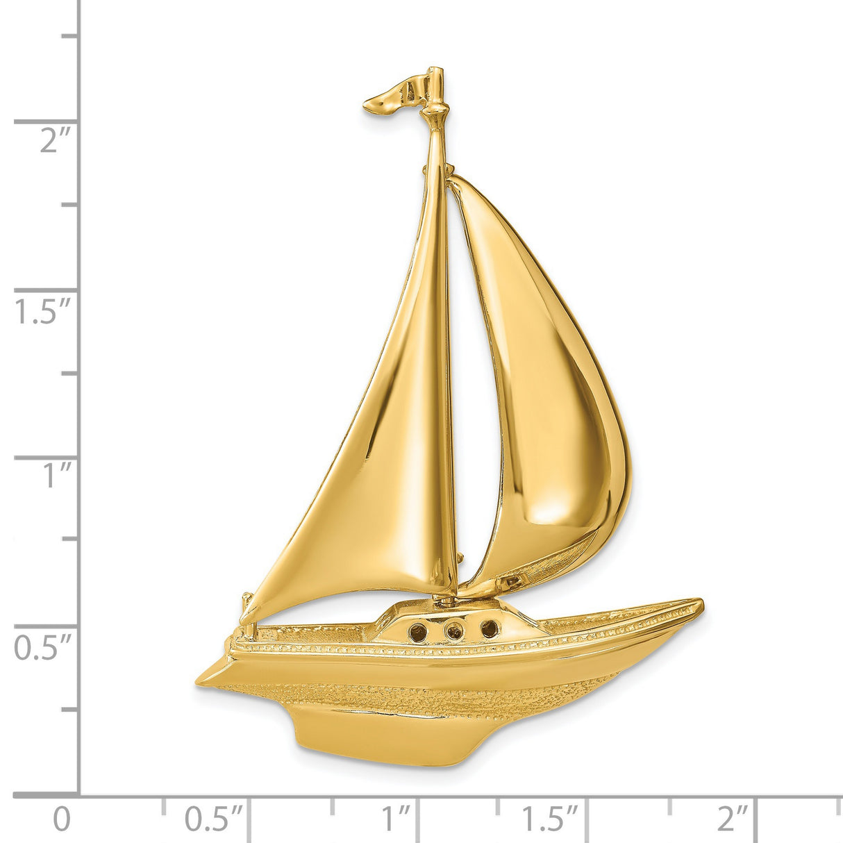 14k Yellow Gold Sailboat Pendant with Detailed Yacht Design, Nautical Charm for Men and Women
