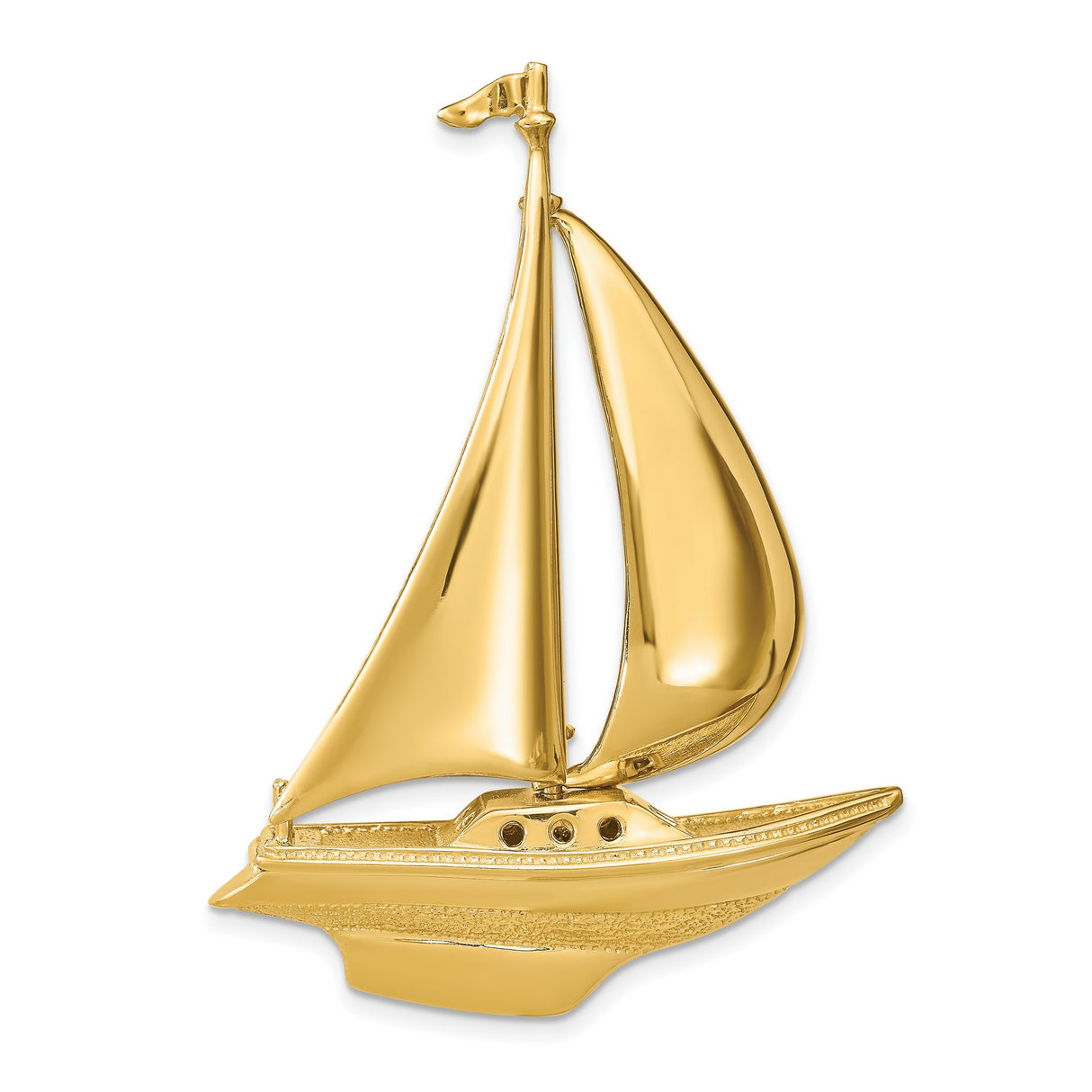 14k Yellow Gold Sailboat Pendant with Detailed Yacht Design, Nautical Charm for Men and Women