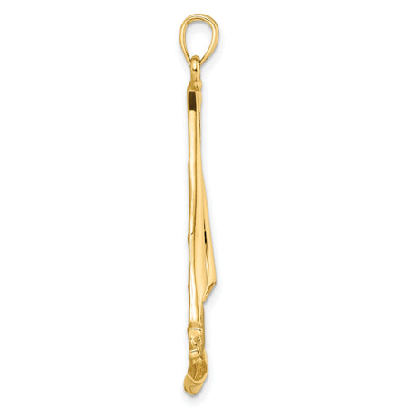 14k Yellow Gold Sailboat Pendant with Yacht and Flag Design, Nautical Ocean Theme Charm