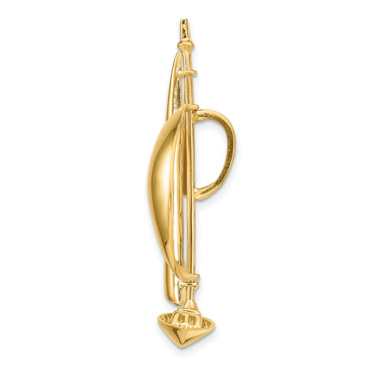 14k Yellow Gold Sailboat Pendant, Detailed Yacht with Sails and Flag, Nautical Jewelry