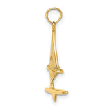 14k Yellow Gold Windsurfing Pendant with Detailed Sailboard Design, Nautical Ocean Jewelry
