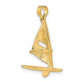 14k Yellow Gold Windsurfing Pendant with Detailed Sailboard Design, Nautical Ocean Jewelry