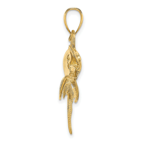 14k Yellow Gold Swordfish Pendant with Nautical Sea Life Design for Men or Unisex