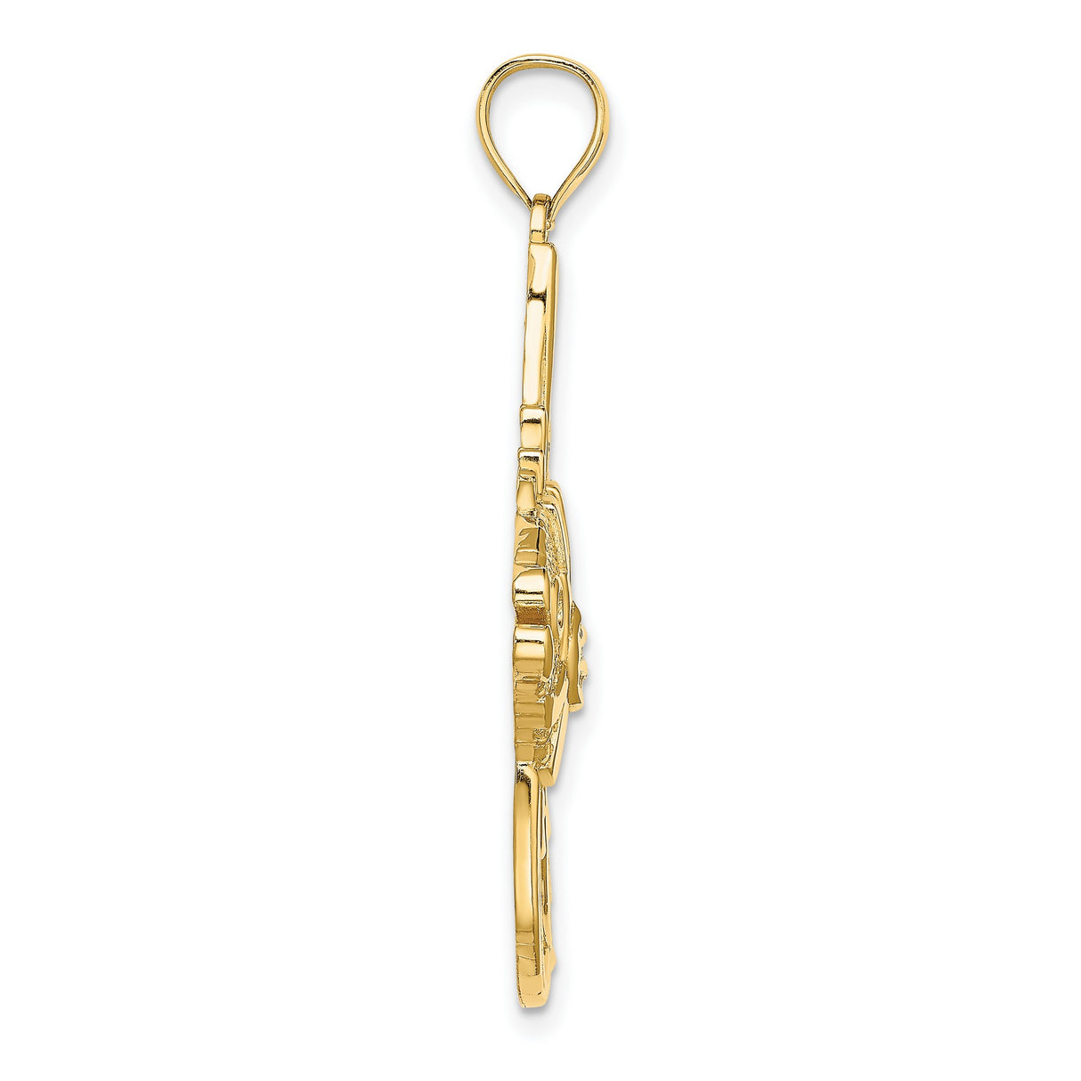 14k Yellow Gold Fish Pendant with NY Letters, Nautical Angelfish Charm