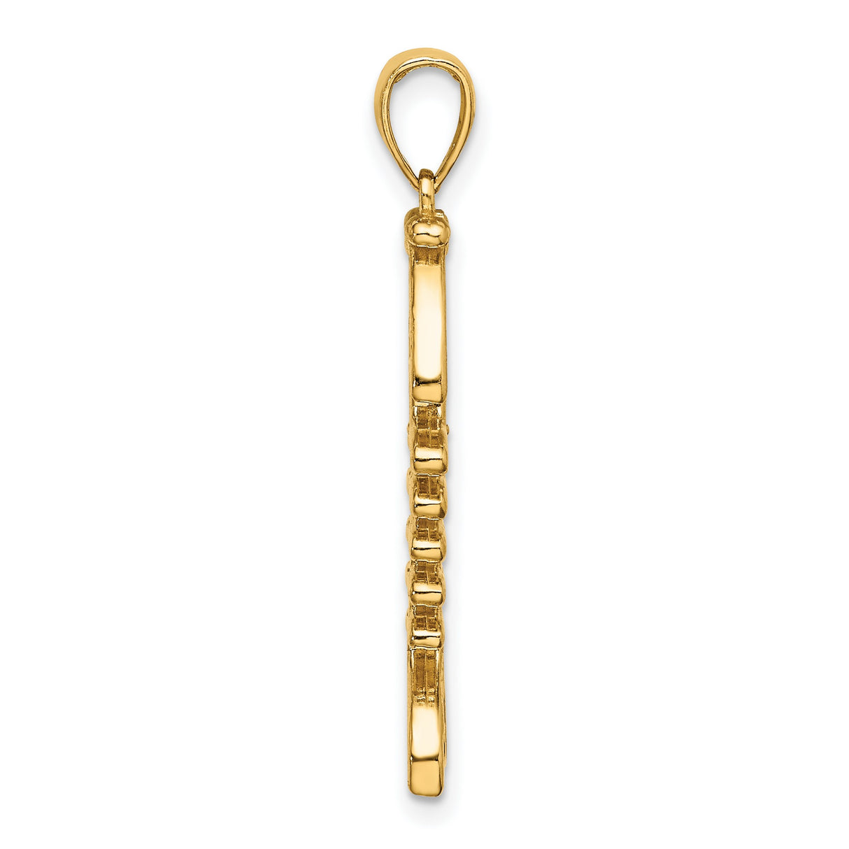 14k Yellow Gold Fishbone Pendant, Stylized Fish Skeleton, Christian Nautical Theme