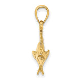 14k Yellow Gold Striped Bass Pendant, Realistic Fish Design, Nautical Charm for Men and Unisex