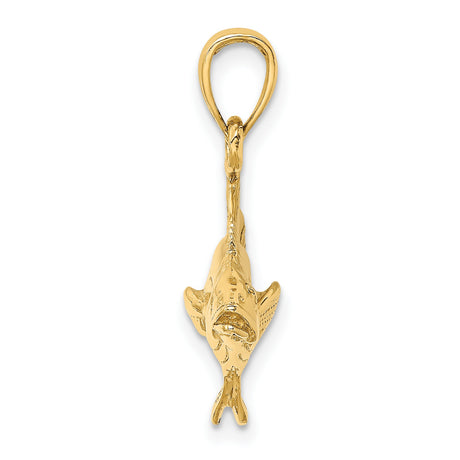 14k Yellow Gold Striped Bass Pendant, Realistic Fish Design, Nautical Charm for Men and Unisex