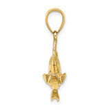 14k Yellow Gold Game Fish Pendant, Detailed Tarpon Charm for Men, Outdoor Lifestyle Jewelry