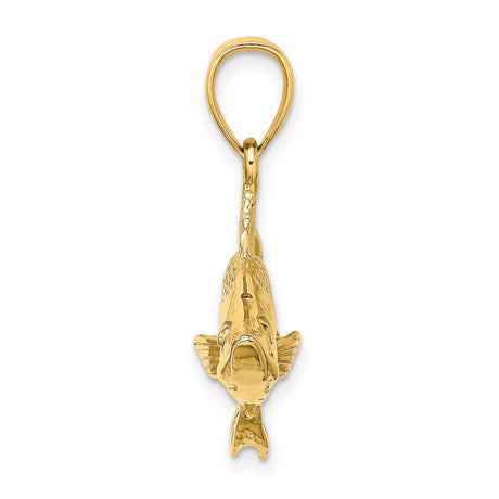 14k Yellow Gold Game Fish Pendant, Detailed Tarpon Charm for Men, Outdoor Lifestyle Jewelry