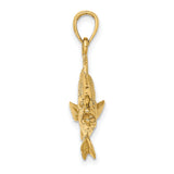 14k Yellow Gold Fish Pendant with Detailed Bass Design, Realistic 3D Fishing Jewelry for Men or Unisex