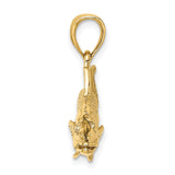 14k Yellow Gold Snook Pendant, Detailed Fish Charm, Nautical Ocean Style Jewelry
