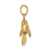 14k Yellow Gold Manatee Pendant, Detailed Sea Cow Design, Ocean and Nature Theme