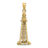 14k Yellow Gold Oil Derrick Pendant, Realistic Oil Rig Symbol, Industrial Design Charm for Men or Unisex