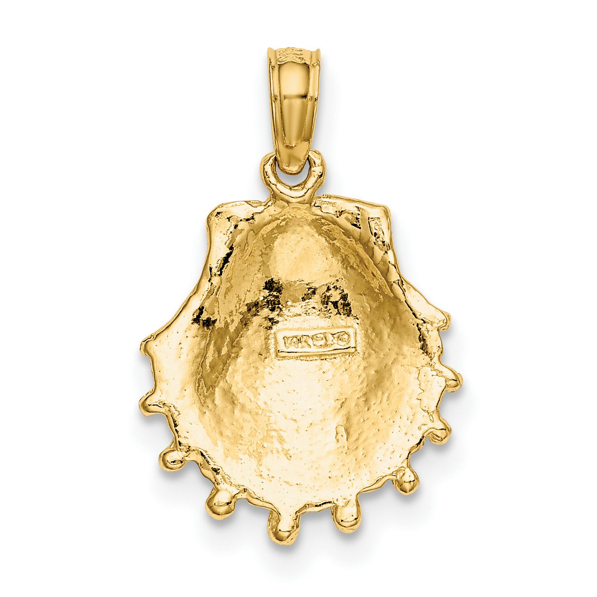 14k Yellow Gold Scallop Shell Pendant, Camino de Santiago Religious Charm for Women